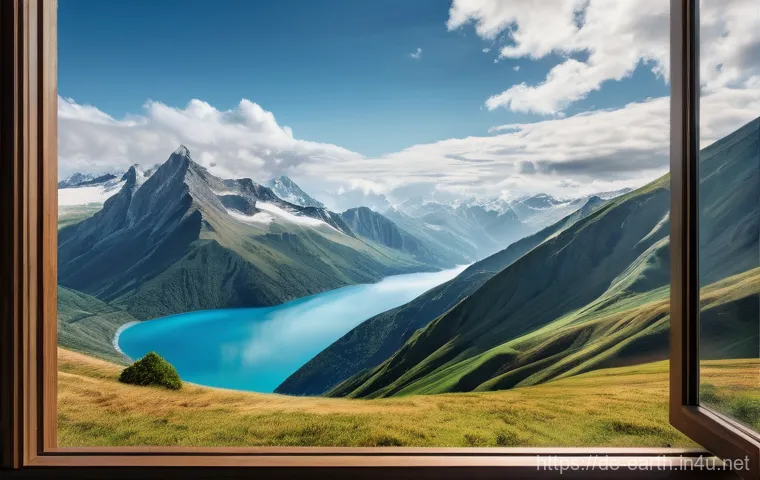 지구과학과 지구 중력 - **Prompt:** "A majestic, serene view of Earth from a slightly elevated perspective, showcasing vibra...