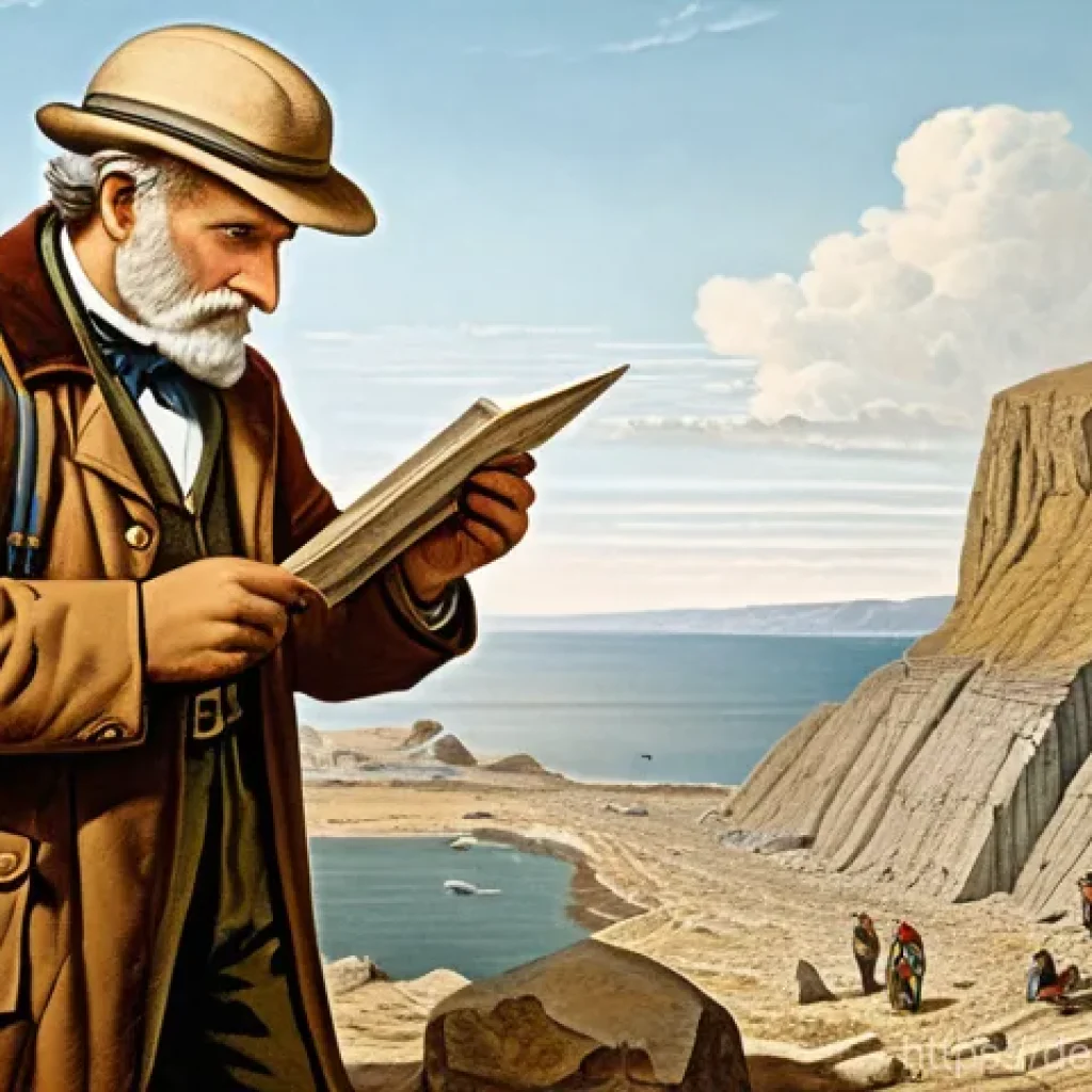 지구과학과 지구의 나이 - "A historical scientific illustration in the style of a 19th-century engraving, depicting a dedicate...