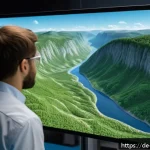 지구과학 실험 방법 - A high-resolution 3D digital terrain model of a mountainous region in Germany, displayed on a comput...