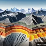 지구과학과 천문학 - A detailed cross-sectional illustration of the Earth's lithosphere and underlying mantle showcasing ...